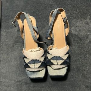 Kimora Colorblock Platform Heels- Denim